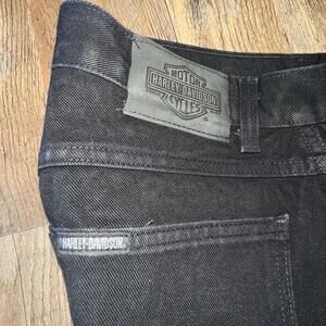 Harley Davidson Black Men's 32x30 Relaxed Biker Denim Jeans Motorcycle Logo